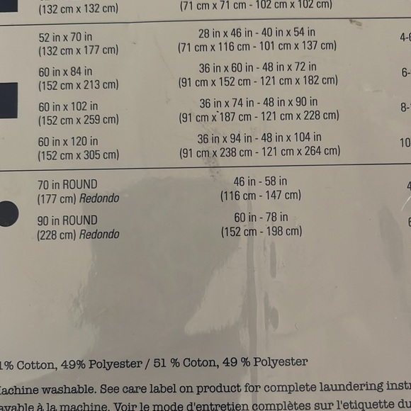 Our Table Round Tablecloth in navy/white. 70”. Cotton mix. - Picture 5 of 5